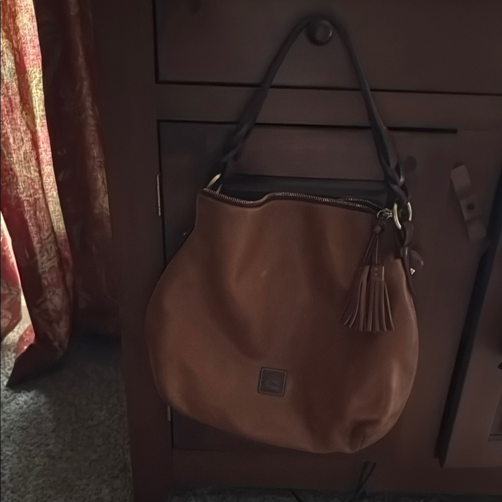 Dooney & Bourke Brown Hobo Bag with Tassel